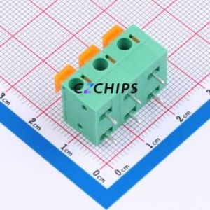 MX142R-7.62-03P-GN01-Cu-A Spring Terminal Block Bent Lead Through Hole,P=7.62mm Connector 1x3P 7.62mm Green Right Angle Insert - Product Image 1