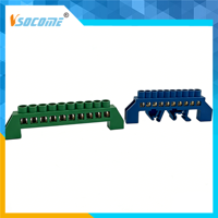 Barre de bornes électrique isolée de type pont, codée par couleur (bleu, vert, blanc), 450V 150A