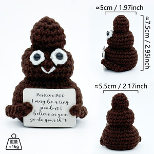 Muñeco de punto hecho a mano, adorable, con vibra positiva, adorno de escritorio, regalo para todos, Brown <span class=keywords><strong>Poop</strong></span> (P Card) - Product Image 3