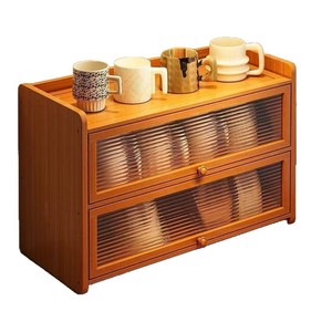 Meuble de rangement de bureau à 3 niveaux avec porte en verre, organisateur de cuisine pour tasses, thé, café et autres articles - Product Image 5