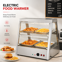 Vitrine chauffante électrique professionnelle en acier inoxydable avec comptoir en verre pour la présentation alimentaire et le service de restauration