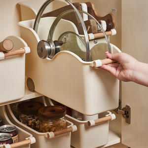 Boîte de rangement pour armoire de cuisine avec roulettes, organisateur portable multifonction pour ustensiles de cuisine et articles divers, profondeur de 8 à 11,9 pouces - Product Image 2