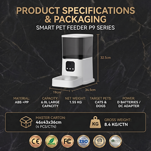 Distributeur automatique de nourriture sèche <span class=keywords><strong>pour</strong></span> chiens et chats Tuya, distributeur intelligent <span class=keywords><strong>pour</strong></span> animaux de compagnie, acier inoxydable, WiFi, application mobile, contrôle à distance, microchip, 6L, OEM - Product Image 3