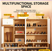 Meuble à chaussures d'entrée en bois moderne et durable, grande capacité, multifonctionnel, avec étagères ouvertes, idéal pour hôtels (vente en gros)