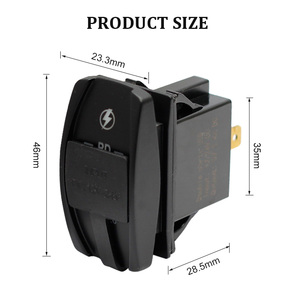 Cargador USB Tipo C QC3.0, 12V 24V, Carga Rápida, Interruptor de Palanca, Panel USB con Interruptor de Palanca, Puerto de Carga - Product Image 2