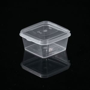 Vaso Cuadrado Transparente Desechable Ecológico de Plástico PP con Tapa Abatible Antiderrames, a Prueba de Fugas, de 1-5 oz - Product Image 3