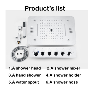 Phòng Tắm Âm Nhạc Vòi Hoa Sen Đặt Trần Gắn 380*580 Mét Lượng Mưa Thác Misty LED <span class=keywords><strong>Shower</strong></span> Head 5 Cách Nhiệt Diverter Vòi - Product Image 6
