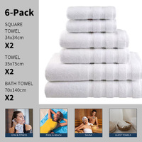 Luxury 100% Cotton Hotel Towel Set 6-Pack - Ultra Soft & Absorbent White Bath Towels for 5-Star Spa & Resort Wholesale