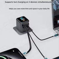 Cargador Rápido USB C PD GaN de 70W con Cargador de Pared Digital 3 en 1 con IA, Adaptador de Cargador USB C Retráctil para iPhone 18 17 iPad
