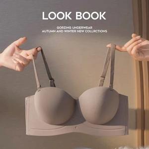 Reggiseno Push-Up senza spalline <span class=keywords><strong>mezza</strong></span> <span class=keywords><strong>coppa</strong></span> in gelatina senza spalline speciale tazza fissa integrata per lo stile piccolo petto senza montatura - Product Image 5