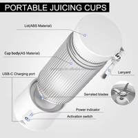 Type C Laad Multifunctionele Lekvrije Draadloze Reis Draagbare Blender 450Ml Usb Opladen Smoothie Juicer Met Riem