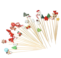 Brochettes de fête pour Pâques et Nouvel An chinois, brochettes en bambou de haute qualité, Père Noël, renne, arbre, apéritif, cupcake, hamburger, gâteau
