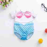 Trajes de Baño Personalizados en Diferentes Tallas y Estilos, Traje de Baño de una Pieza con Mangas Abullonadas para Niñas, Traje de Baño Transpirable para Bebés y Niños Pequeños