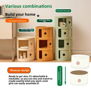 <span class=keywords><strong>Comodino</strong></span> Nordico <span class=keywords><strong>per</strong></span> Adulti con Design Compatto, Ripiano Ultra-Sottile, Mobiletto di Alta Gamma in Plastica con Apertura a Scorrimento - Product Image 3