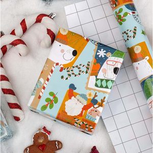 MAYPLUSS Christmas Gift <b>Wrapping</b> <b>Paper</b> 17 Inch X 33 Feet Polar Bear Snowman Design Eco-Friendly Craft Use - Product Image 6