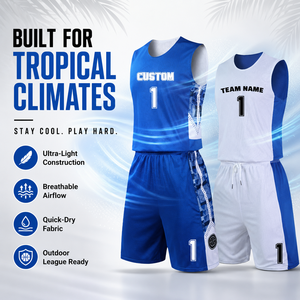 Set di Uniformi Personalizzate per Squadre di Basket Tropicali, Maglia e Pantaloncini Ultra Leggeri e Traspiranti, Asciugatura Rapida per Clima Caldo, Sublimazione su Rete, Basso MOQ - Product Image 2