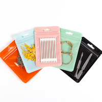 Stock de bijouterie sac à fermeture éclair couvercle plat trois côtés emballage en plastique transparent laminé mylar sacs avec trou européen