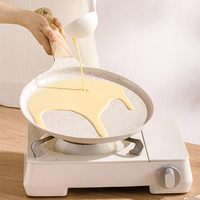 Panci panekuk antilengket, 20/24/28CM bahan Aloi aluminium, panci panekuk tanpa lengket dengan pegangan kayu