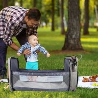 Sac à Dos à Langer Imperméable Portable Multifonctionnel Grande Capacité pour Maman avec Lit Bébé Pliant et Station de Change