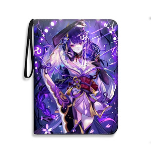 Source Nine Grid Zipper Card Book <span class=keywords><strong>Genshin</strong></span> <span class=keywords><strong>Impact</strong></span> Album de rangement à feuilles mobiles à quatre grilles avec impression de motifs animés - Product Image 3