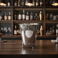 Seau à glace classique en laiton plaqué argent, durable, pour les fêtes