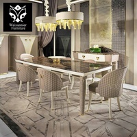 Chaise de salle à manger en cuir blanc au design de luxe avec pieds en bois de style moderne de couleur personnalisée pour hôtels et villas