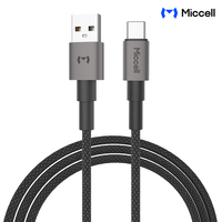 Kabel Pengisian Cepat USB C Miccell OEM 2.4A PD Berbahan Aluminium Alloy untuk Ponsel, Tablet, Laptop Grosir Kabel USB Tipe-C
