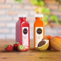 Bouteille Carrée en Plastique PET pour Boissons, avec Couvercles PP, 250ml 350ml 400ml
