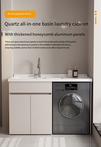<span class=keywords><strong>Mobili</strong></span> da Bagno Moderni in Alluminio a Nido d'Ape, Resistenti all'Acqua, Multifunzionali per Hotel e Appartamenti, con <span class=keywords><strong>Lavatrice</strong></span> Integrata e Lavabo - Product Image 2