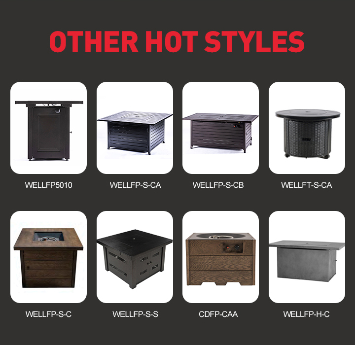 Propane Gas Backyard Rectangular Table Top Fire Pit Table With Free Burner Cover