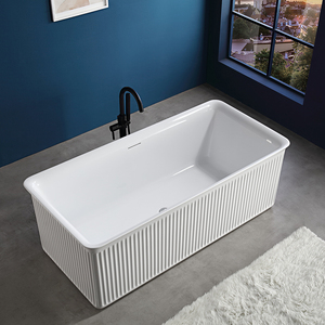 Baignoire carrée en acrylique, baignoire autoportante en acrylique blanc pur pour salle de bain - Product Image 1