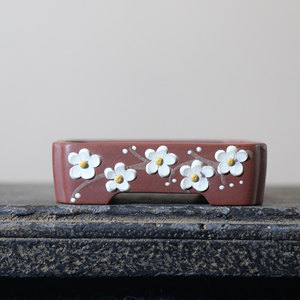 Maceta rectangular hecha a mano de arcilla morada para plantas pequeñas, estilo tradicional chino, maceta para bonsái. - Product Image 2