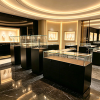 Vitrine de luxe en marbre pour bijoux, éclairée par LED, présentoir en verre et marbre de luxe