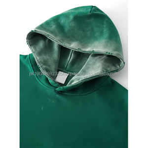 Poche latérale personnalisée Impression 3D en mousse Sweat à capuche lavé à l'acide en détresse Sweats à capuche surdimensionnés vierges Sweat à capuche unisexe délavé au soleil - Product Image 1