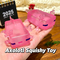 Jouet à pincer Axolotl mignon en gros, jouet de décompression en sucre de malt malléable à rebond lent, anti-stress viral pour enfants