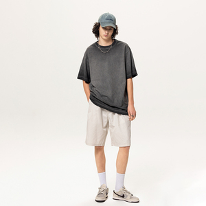 Custom Crew Neck <b>Vintage</b> Washed Cotton Short Sleeve <b>French</b> Terry Oversized Heavyweight T-shirt Graphic T Shirts - Product Image 1