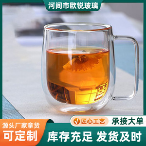 Mug à café en verre à double paroi 250ml 350ml résistant à la chaleur avec poignée pour café, lait, jus - Product Image 5