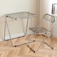 Nordique rustique acrylique clair en plastique Portable Table pliante meubles de salle à manger pour maison salle de bain entrée appartement fait en métal