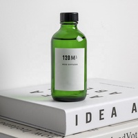 Boston — bouteille en verre avec diffuseur d'arôme, rond et transparent, avec boîte pour bâtons en rotin et couvercle à vis, de 120ml, 100ml, 4oz