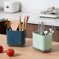 Support de rangement moderne rectangulaire en plastique pour ustensiles, égouttoir à couverts, support de drainage pour baguettes et fourchettes, accessoires de cuisine durables et pratiques