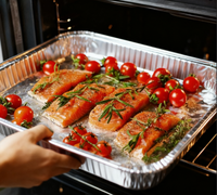 Einweg-Aluminium-Schale in 1/3 Größe für Dampfgarer, zum Servieren, Backen und Kochen von Speisen