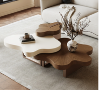Meja Kopi Gaya Modern Kontemporer Buatan Tangan Dapat Disesuaikan, Permukaan Kayu, Rangka Kayu, Furnitur Ruang Tamu Antik