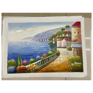 Pinturas al Óleo sobre Lienzo 100% Pintadas a Mano con Vista al Mar Mediterráneo para Sala de Estar, Acuarela, Naturaleza Muerta - Product Image 5