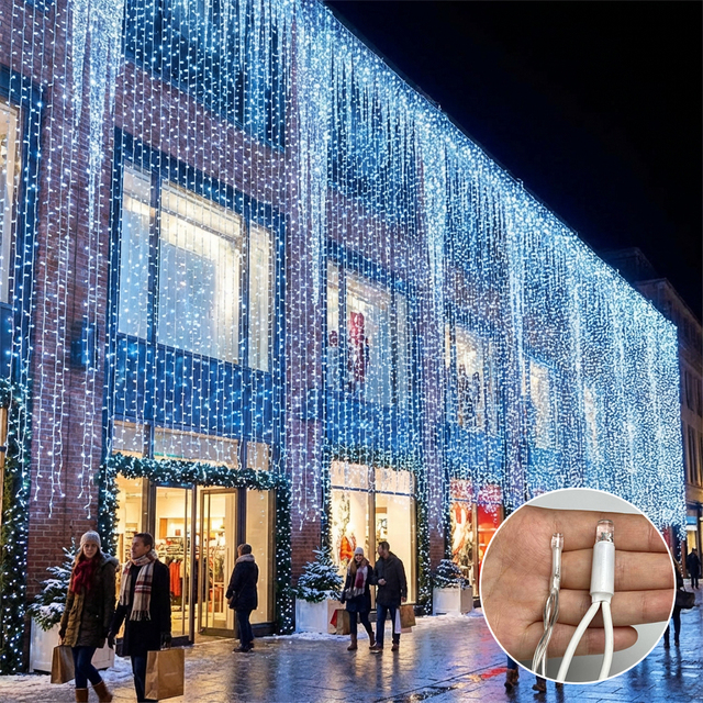 IP65 Waterproof Outdoor Decoration Tree fairy Black Cable 10m 100 Leds Rubber String Lights for Christmas Holiday Party Wedding