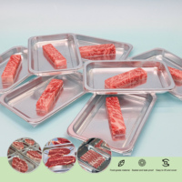 Barquette jetable en PET argentée, boîte pour aliments pour bébés, contenants pour steaks, fruits de mer, fruits et légumes biologiques, prolonge la durée de conservation, réduit la perte
