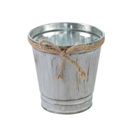 Rétro Vintage Corde Artisanat Étain Métal Fer Baril Fleur Seau Pot Suspendu Balcon Jardin Succulent Cactus Plante Planteur Décor