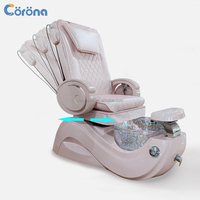 Chaise de spa pour les pieds électrique réglable professionnelle sans tuyaux rose, chaises de massage pour manucure et pédicure