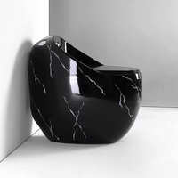 Nouveau design Salle de bain Sanitaires WC Céramique Ronde Forme d'oeuf Noir Blanc Marbre Motif Toilette