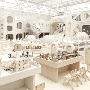 Aoleao Aire de jeux intérieure personnalisée Thème Ville spatiale, Piscine à balles, Toboggan, Mur d'escalade, Jeux sensoriels pour enfants, Aire de jeux souple, Certifié CE TUV - Product Image 1