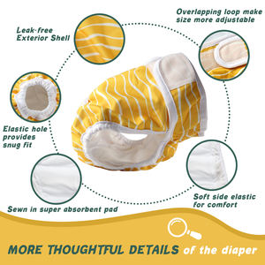 Tirantes reutilizables OEM Pañal para mascotas Lavable Ajustable Tirante para perros Pañales para perros femeninos para el período de calor - Product Image 5